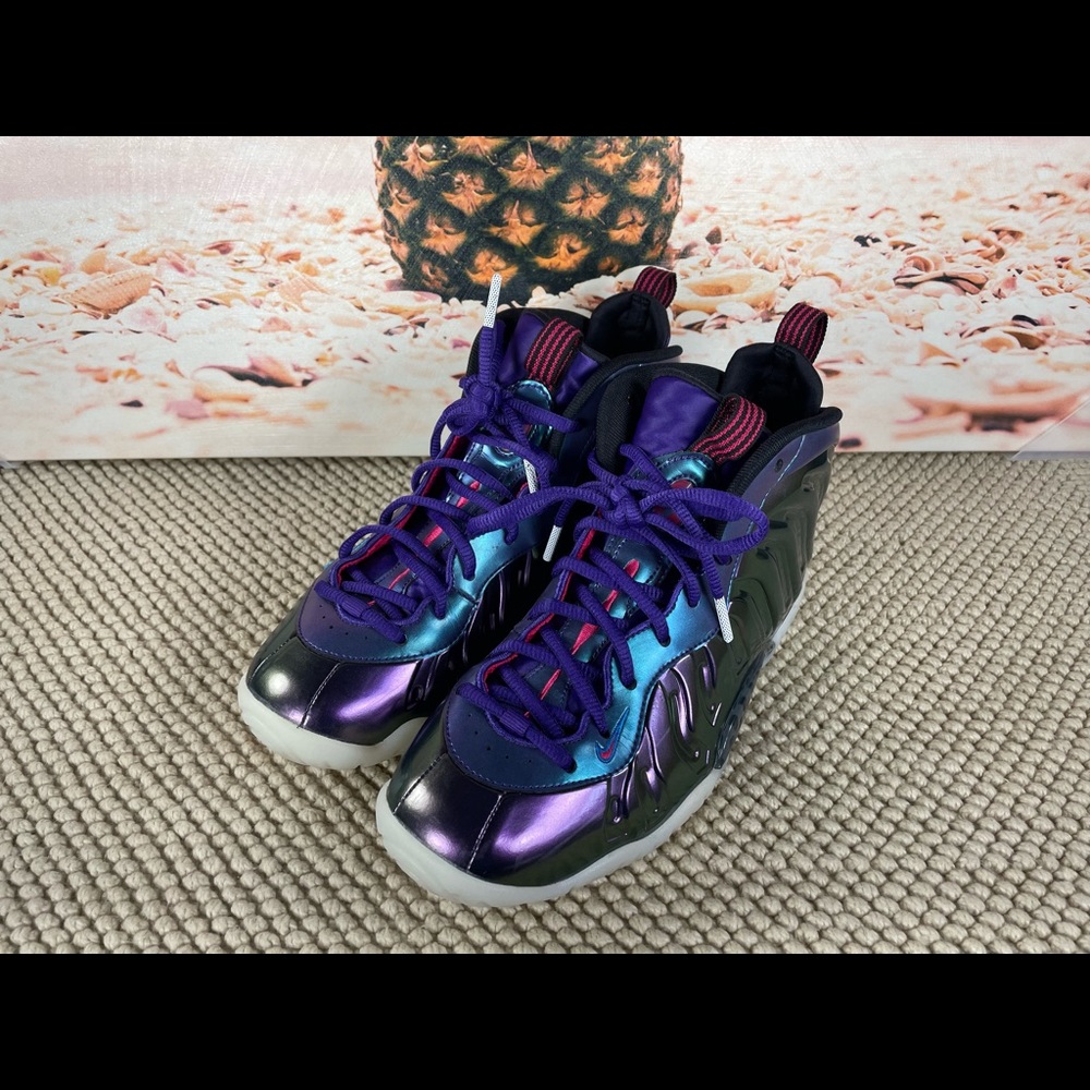 Nike air foamposite one 644791-602 purple blue basketball shoes size 6.5 Y